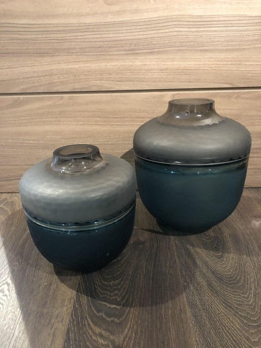 Vaso Produzione Artigianale vasi in vetro con base color blu