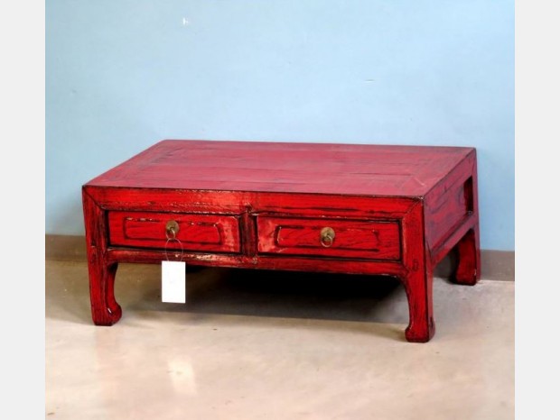 Tavolino rettangolare Produzione Artigianale Tavolino cinese laccato rosso