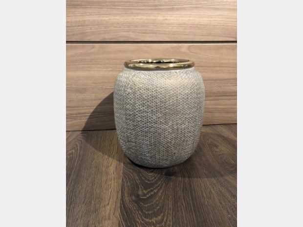 Vaso moderno deco vaso da fiori vaso da tavolo vaso in ceramica argento antracite 18.5x17.5 cm 