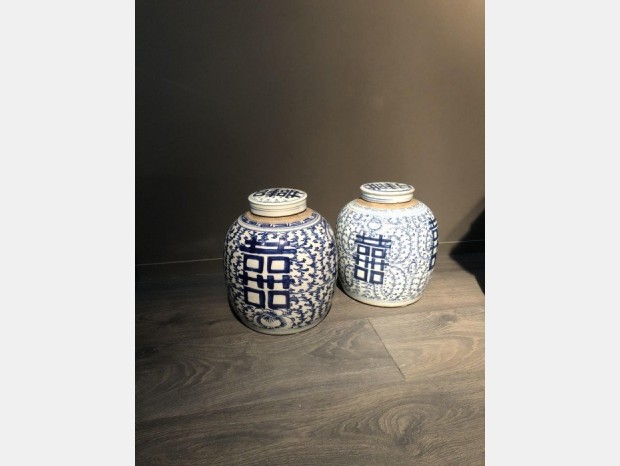 Vaso Produzione Artigianale vasi bianchi e blu a motivo cinese